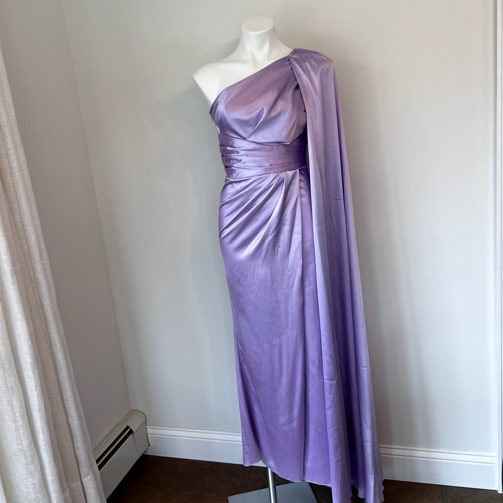 Shein Purple One Shoulder Faux Silk Gown